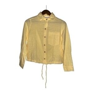 Six Fifty Cropped Peasant Shirt Button Up Gauzy Women M Vibrant Summer NWT